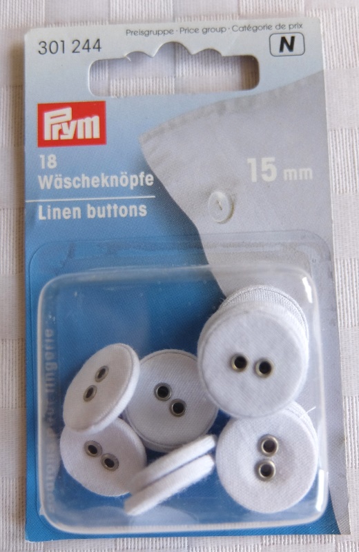 18  Wäscheknöpfe weiß Leinen Linen Buttons 15 mm OVP