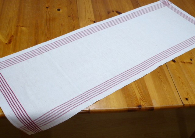 2 handgewebte Leinenhandtücher mit roten Randsteifen kein Mono Größe 44x120 cm