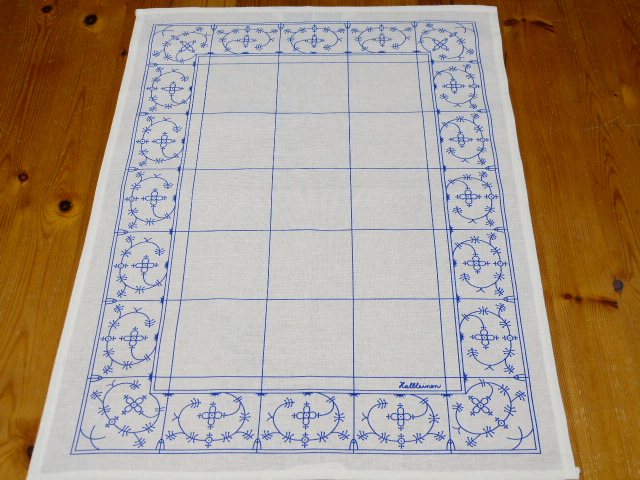 Geschirrtuch Indisch Blau klassisches Muster Halbleinen Druck 50x70