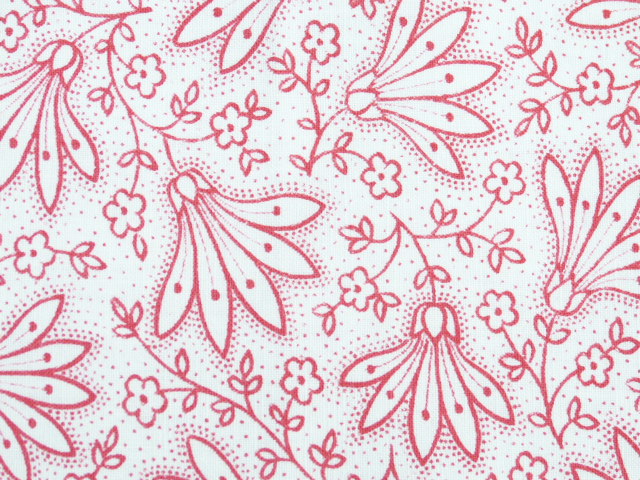 Bauernstoff rot weiße stilisierte Blumen Muster DDR  125 x 140